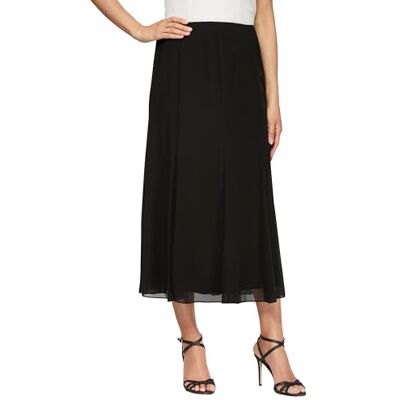 Alex Damen Panel T-length Skirt Strickrock, Schwarzer Chiffon, S EU Alex Damen Panel T-length Skirt Strickrock, Schwarzer Chiffon, S EU