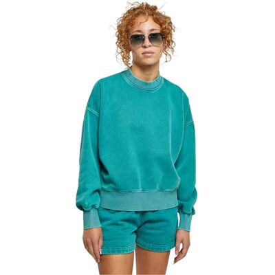 Urban Classics Damen Sweatshirt Ladies Oversized Stone Washed Crewneck watergreen 3XL Urban Classics Damen Sweatshirt Ladies Oversized Stone Washed Crewneck watergreen 3XL