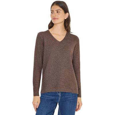 Cecil Kuscheliger V-Neck Pullover Mushroom Taupe Melange M Cecil Kuscheliger V-Neck Pullover Mushroom Taupe Melange M