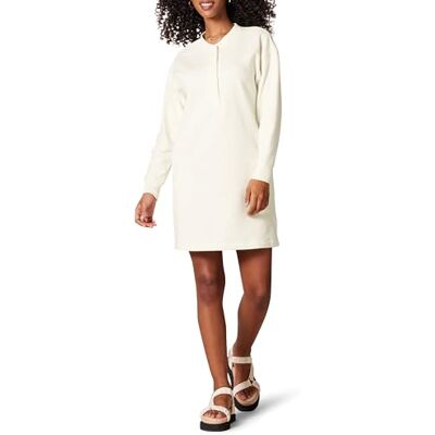 Amazon Damen Henley-Sweatshirtkleid aus Strick (erhältlich in Übergrößen), Eierschalenweiß, M Amazon Damen Henley-Sweatshirtkleid aus Strick (erhältlich in Übergrößen), Eierschalenweiß, M