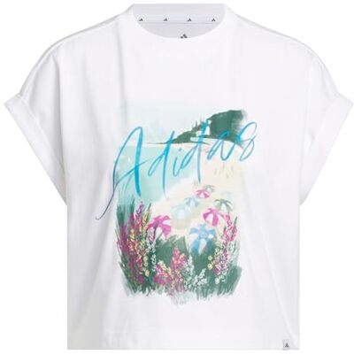 Adidas Women's Summer Romance Graphic T-Shirt, White, XS Adidas Women's Summer Romance Graphic T-Shirt, White, XS