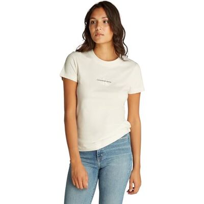 Calvin Damen T-Shirt Kurzarm Monologo Slim Rundhalsausschnitt, Ivory (Elfenbein), 6XL Calvin Damen T-Shirt Kurzarm Monologo Slim Rundhalsausschnitt, Ivory (Elfenbein), 6XL