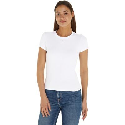 Tommy Jeans Damen Tjw Slim Essential Rib Ext Dw0dw17383 Langarmhemd, Weiß, M EU Tommy Jeans Damen Tjw Slim Essential Rib Ext Dw0dw17383 Langarmhemd, Weiß, M EU