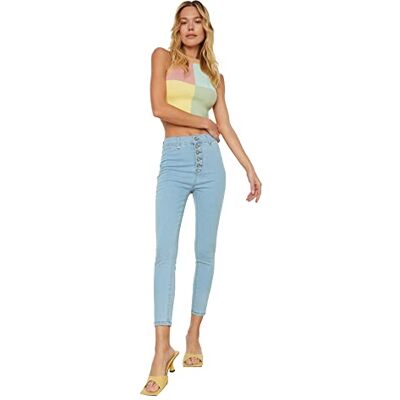 TRENDYOL Damen Jegging on the Light Front Jeans, Hellblau, 42 EU TRENDYOL Damen Jegging on the Light Front Jeans, Hellblau, 42 EU