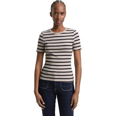 TOM TAILOR Denim Slim Fit T-Shirt mit Streifenmuster TOM TAILOR Denim Slim Fit T-Shirt mit Streifenmuster