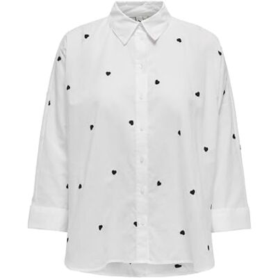 ONLY Damen Onlnew Lina Grace Ls Emb Shirt Noos WVN Knopfverschluss Box Fit Hemd Mit Langen Ärmeln, Bright White, M ONLY Damen Onlnew Lina Grace Ls Emb Shirt Noos WVN Knopfverschluss Box Fit Hemd Mit Langen Ärmeln, Bright White, M