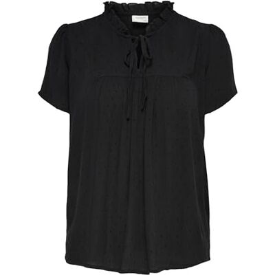 JDY Damen Top Oberteil Rundhals V-Ausschnitt Bluse lockeres Shirt Schleifendetails, Farben:Schwarz, Größe:42 JDY Damen Top Oberteil Rundhals V-Ausschnitt Bluse lockeres Shirt Schleifendetails, Farben:Schwarz, Größe:42
