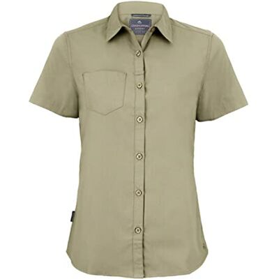Craghoppers Damen Expert Womens Kiwi Short Sleeved Shirt Hemd mit Button-Down-Kragen, Pebble, 14 Craghoppers Damen Expert Womens Kiwi Short Sleeved Shirt Hemd mit Button-Down-Kragen, Pebble, 14