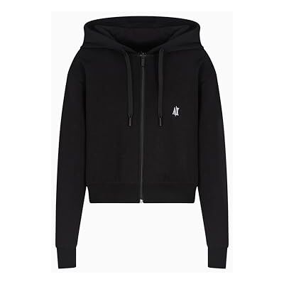 Armani Exchange Damen Icon Project Small Logo Stickerei Cropped Fit Sweatshirt, Schwarz, XL Armani Exchange Damen Icon Project Small Logo Stickerei Cropped Fit Sweatshirt, Schwarz, XL