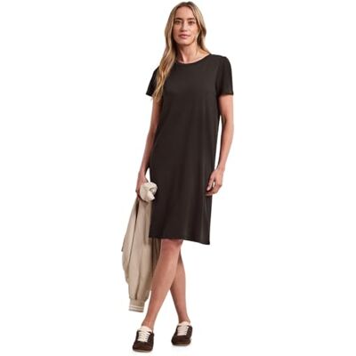 Street One Knielanes Kleid mit Puffärmeln Espresso Brown 44 Street One Knielanes Kleid mit Puffärmeln Espresso Brown 44