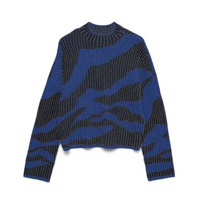 VERO MODA Damen Vmscorpio Ls Highneck Pullover Bf, Surf The Web, L VERO MODA Damen Vmscorpio Ls Highneck Pullover Bf, Surf The Web, L