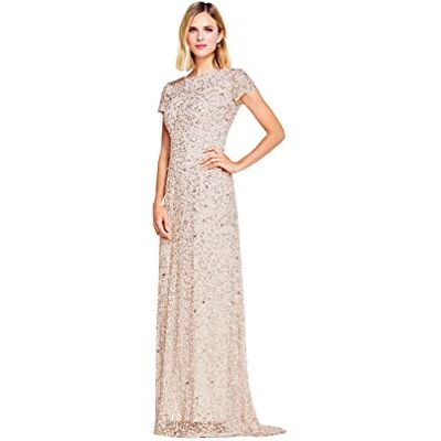 Adrianna Papell Damen paillettenjurk met korte mouwen dresses, Blush, 36 EU Adrianna Papell Damen paillettenjurk met korte mouwen dresses, Blush, 36 EU