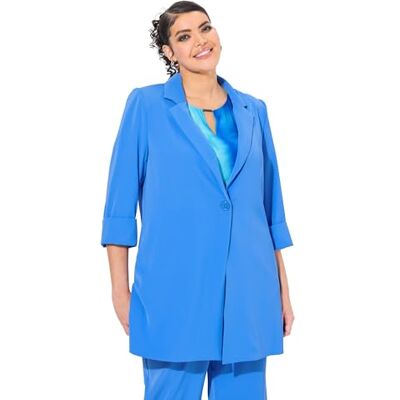 Ulla Popken Damen große Größen Übergrößen Plus Size Blazer, Reverskragen, Seitenschlitze, 3/4-Arm Pfauenblau 54+ 836165740-54+ Ulla Popken Damen große Größen Übergrößen Plus Size Blazer, Reverskragen, Seitenschlitze, 3/4-Arm Pfauenblau 54+ 836165740-54+