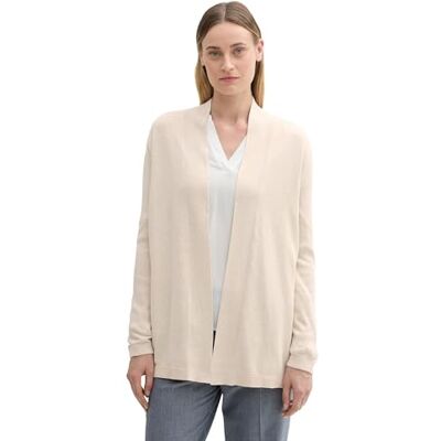 TOM TAILOR Damen Cosy Strickjacke mit Schalkragen, 33962 Doeskin Melange, S TOM TAILOR Damen Cosy Strickjacke mit Schalkragen, 33962 Doeskin Melange, S