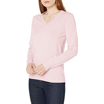 Amazon Damen Pullover aus 100 % Baumwolle, langärmelig, V-Ausschnitt, Hellrosa, Größe XXL Amazon Damen Pullover aus 100 % Baumwolle, langärmelig, V-Ausschnitt, Hellrosa, Größe XXL