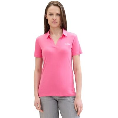 TOM TAILOR Damen Basic Poloshirt mit Logo , carmine pink, XXS TOM TAILOR Damen Basic Poloshirt mit Logo , carmine pink, XXS