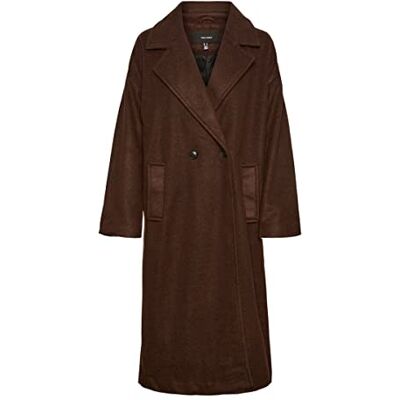 VERO MODA Damen Vmspencer Long Coat Noos Mantel, Coffee Bean/Detail:Solid, S EU VERO MODA Damen Vmspencer Long Coat Noos Mantel, Coffee Bean/Detail:Solid, S EU