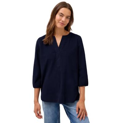 Cecil Split Neck Cordbluse urban Dark Blue S Cecil Split Neck Cordbluse urban Dark Blue S