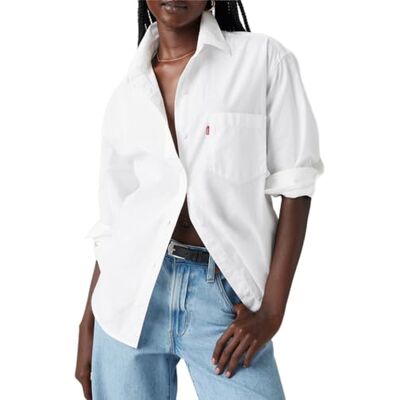 Levi's Damen Harlie New Boyfriend Hemd, Bright White, L Levi's Damen Harlie New Boyfriend Hemd, Bright White, L