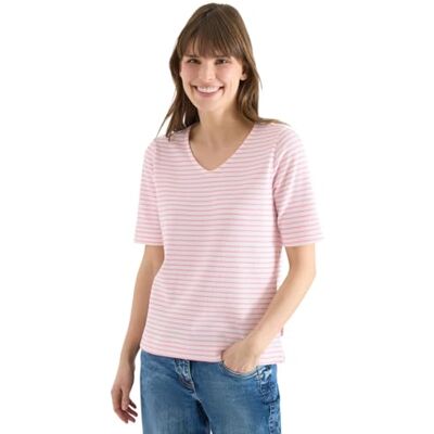 Cecil T-Shirt mit gerundetem V-Ausschnitt Light Blush Rose L Cecil T-Shirt mit gerundetem V-Ausschnitt Light Blush Rose L