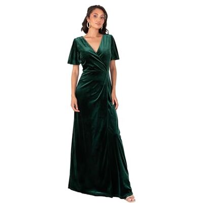 Maya Deluxe Damen Women's Long Velvet Maxi Ladies A-line Flowy Wedding Guest Bridesmaid Evening Occasion Prom Formal Party Ball Gown Dress, Emerald Green Wrap, 54 EU Maya Deluxe Damen Women's Long Velvet Maxi Ladies A-line Flowy Wedding Guest Bridesmaid Evening Occasion Prom Formal Party Ball Gown Dress, Emerald Green Wrap, 54 EU