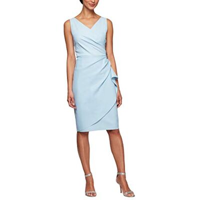 Alex Evenings Damen Schlankmachendes, Kurzes Gerüschtes Rüschen (Zierliche und Normale Größen) Cocktailkleid, Hell, blau, 48 Alex Evenings Damen Schlankmachendes, Kurzes Gerüschtes Rüschen (Zierliche und Normale Größen) Cocktailkleid, Hell, blau, 48