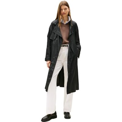 Tommy Hilfiger Damen Trenchcoat Nylon Packable Windbreaker, Schwarz (Black), L Tommy Hilfiger Damen Trenchcoat Nylon Packable Windbreaker, Schwarz (Black), L