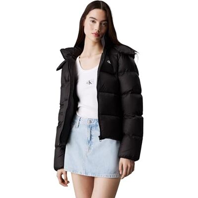 Calvin Damen Pufferjacke Down Short Puffer mit Kapuze, Ck Black (Schwarz), XXXL Calvin Damen Pufferjacke Down Short Puffer mit Kapuze, Ck Black (Schwarz), XXXL