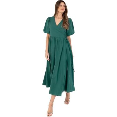 Lovedrobe Women's Ladies Maxi Dress Short Puff Sleeves V-Neckline Wrap Waist Tie A-line Evening Occasion Summer Wedding Guest Grun 46 Lovedrobe Women's Ladies Maxi Dress Short Puff Sleeves V-Neckline Wrap Waist Tie A-line Evening Occasion Summer Wedding Guest Grun 46