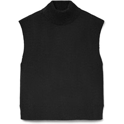 VERO MODA Damen Vmwow Sl Highneck Vest, Black, S VERO MODA Damen Vmwow Sl Highneck Vest, Black, S