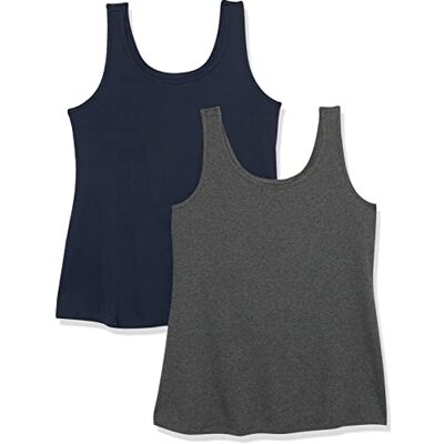 Amazon Damen Tank Top aus Baumwolle-Modal in Großen Größen, 2er-Pack, Dunkelgrau Meliert/Marineblau, XXL Große Größen Amazon Damen Tank Top aus Baumwolle-Modal in Großen Größen, 2er-Pack, Dunkelgrau Meliert/Marineblau, XXL Große Größen