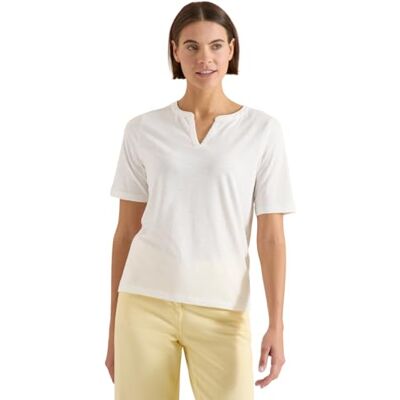 Cecil T-Shirt mit Split Neck in Unifarbe Vanilla White L Cecil T-Shirt mit Split Neck in Unifarbe Vanilla White L
