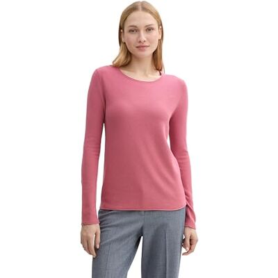 TOM TAILOR Damen Strickpullover mit Rundhals, 21181 Wine Rose Pink, L TOM TAILOR Damen Strickpullover mit Rundhals, 21181 Wine Rose Pink, L