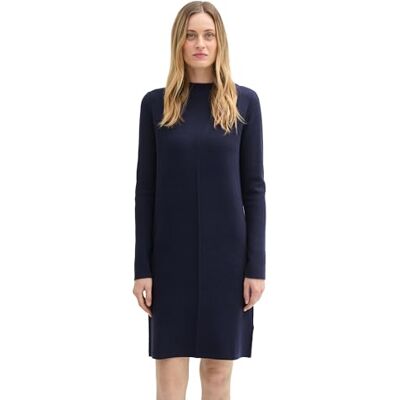 TOM TAILOR Damen Strickkleid mit kurzem Stehkragen, 10668 Sky Captain Blue, 36 TOM TAILOR Damen Strickkleid mit kurzem Stehkragen, 10668 Sky Captain Blue, 36