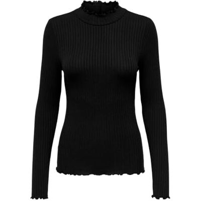 JDY Damen fransiska L/S Highneck Top Jrs Noos Langarmshirt, Schwarz, XL EU JDY Damen fransiska L/S Highneck Top Jrs Noos Langarmshirt, Schwarz, XL EU