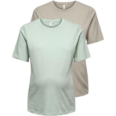 ONLY MATERNITY Damen Olmonly S/S 2-Pack Top JRS Noos, Green Lily, S EU ONLY MATERNITY Damen Olmonly S/S 2-Pack Top JRS Noos, Green Lily, S EU