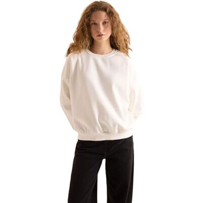 DeFacto Damen Pullover Modischer Hoodie Sweatshirt und Kapuzenpullover für Damen Auswahl an Hoodies Off White XS DeFacto Damen Pullover Modischer Hoodie Sweatshirt und Kapuzenpullover für Damen Auswahl an Hoodies Off White XS