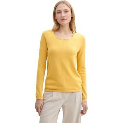 TOM TAILOR Damen Basic Strickpullover aus Baumwolle, 24567 California Sand Melange, XS TOM TAILOR Damen Basic Strickpullover aus Baumwolle, 24567 California Sand Melange, XS