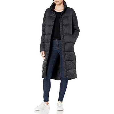 Amazon Damen Leichter, Wasserabweisender Langer Steppmantel in Cocoon-Form mit Durchgehendem Reißverschluss, Schwarz, M Amazon Damen Leichter, Wasserabweisender Langer Steppmantel in Cocoon-Form mit Durchgehendem Reißverschluss, Schwarz, M