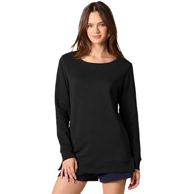 Amazon Damen Locker Geschnittenes Fleece-Tunika-Sweatshirt Mit Offenem Ausschnitt, Schwarz, L Amazon Damen Locker Geschnittenes Fleece-Tunika-Sweatshirt Mit Offenem Ausschnitt, Schwarz, L