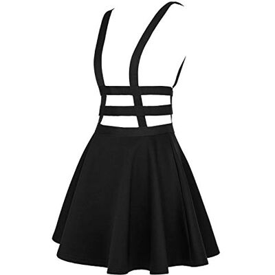 EXCHIC Damen A Linie Halloween Träger Minirock hosenträger Rock (S, Schwarz) EXCHIC Damen A Linie Halloween Träger Minirock hosenträger Rock (S, Schwarz)