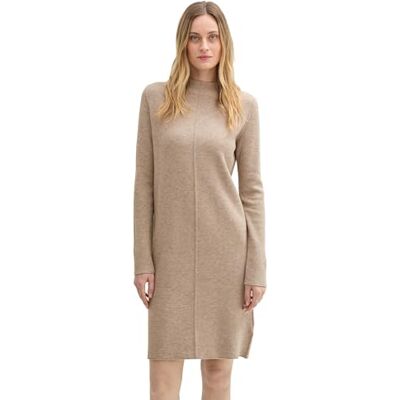 TOM TAILOR Damen Strickkleid mit kurzem Stehkragen, 14854 Blush Grey Melange, 46 TOM TAILOR Damen Strickkleid mit kurzem Stehkragen, 14854 Blush Grey Melange, 46