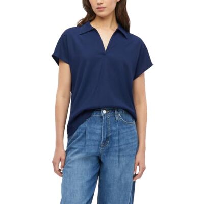 S. Oliver Damen Polo-Shirt – Relaxed Fit, Jersey, V-Ausschnitt, überschnittene Schultern S. Oliver Damen Polo-Shirt – Relaxed Fit, Jersey, V-Ausschnitt, überschnittene Schultern