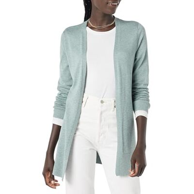 Amazon Damen Leichte Strickjacke ohne Knöpfe (in Übergröße erhältlich), Salbeigrün Meliert, XXL Amazon Damen Leichte Strickjacke ohne Knöpfe (in Übergröße erhältlich), Salbeigrün Meliert, XXL