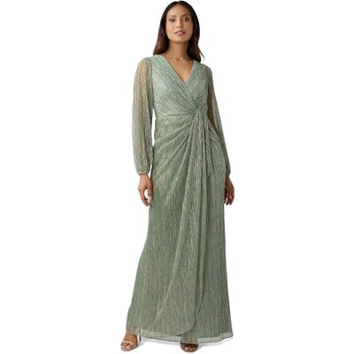 Adrianna Papell Grün Schiefer Metallisches Mesh Drapiertes Kleid - Kleid Adrianna Papell Grün Schiefer Metallisches Mesh Drapiertes Kleid - Kleid
