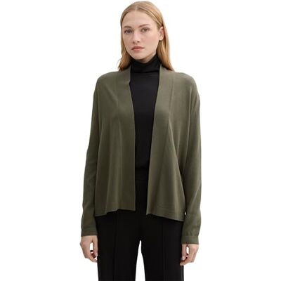 TOM TAILOR Damen Strickjacke mit Schalkragen, 10920 Deep Forest Green, M TOM TAILOR Damen Strickjacke mit Schalkragen, 10920 Deep Forest Green, M