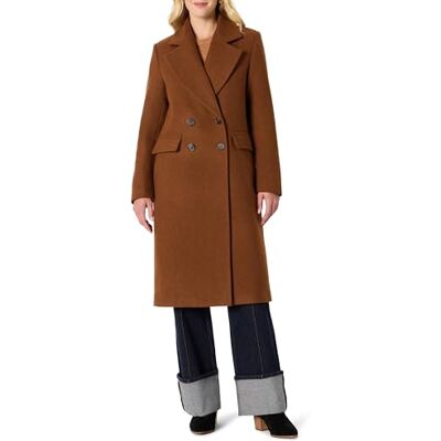 Amazon Damen Zweireihiger Relaxed-Fit-Longline-Mantel Wollmischung, Karamell Heide, M Amazon Damen Zweireihiger Relaxed-Fit-Longline-Mantel Wollmischung, Karamell Heide, M