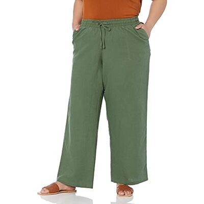 Amazon Damen Hose aus Leinengemisch mit Kordelzug lockere Passform weites Bein (in Übergröße erhältlich), Armeegrün, 4XL Große Größen Amazon Damen Hose aus Leinengemisch mit Kordelzug lockere Passform weites Bein (in Übergröße erhältlich), Armeegrün, 4XL Große Größen