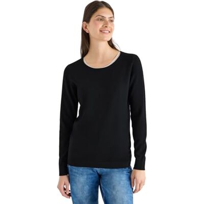 Cecil Langarm Pullover mit Rippdetail Black XXL Cecil Langarm Pullover mit Rippdetail Black XXL