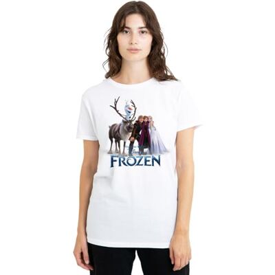 Disney Damen Group Photo with ELSA, Anna, Kristoff, Sven and Olaf Ladies T Shirt, White T-Shirt (1er Pack) Disney Damen Group Photo with ELSA, Anna, Kristoff, Sven and Olaf Ladies T Shirt, White T-Shirt (1er Pack)